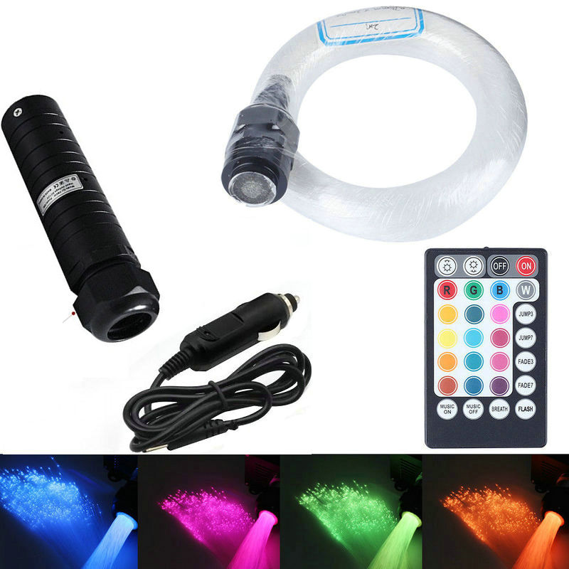 Remote controlled Sound Music Car 12V 6W RGB LED Fiber Optic Star DIY Ceiling Light source engine Lighting machine Device-Black