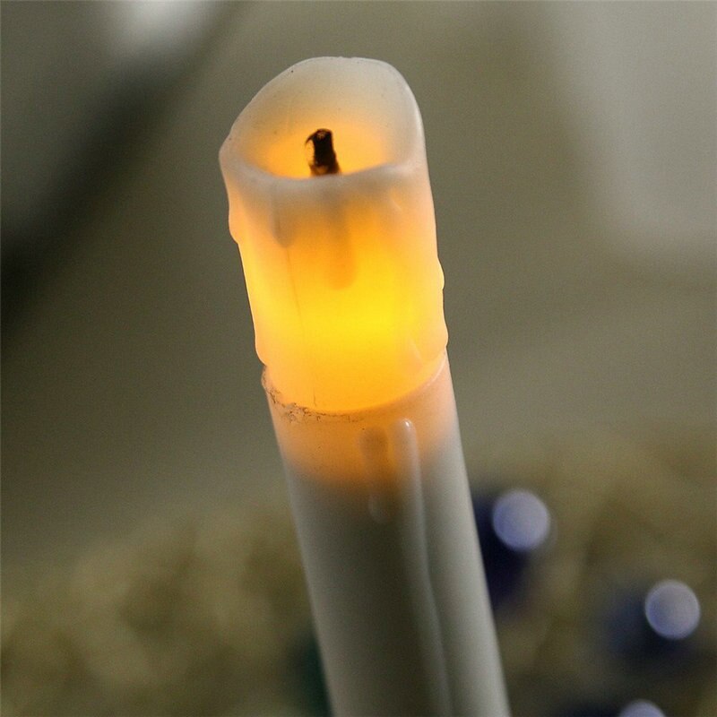 36pcs Battery Operated 6.5"(H) Burnt wick melted dip candle Drip Ivory LED Taper tealight Wedding Home Church Party Decor 15.5CM: Default Title