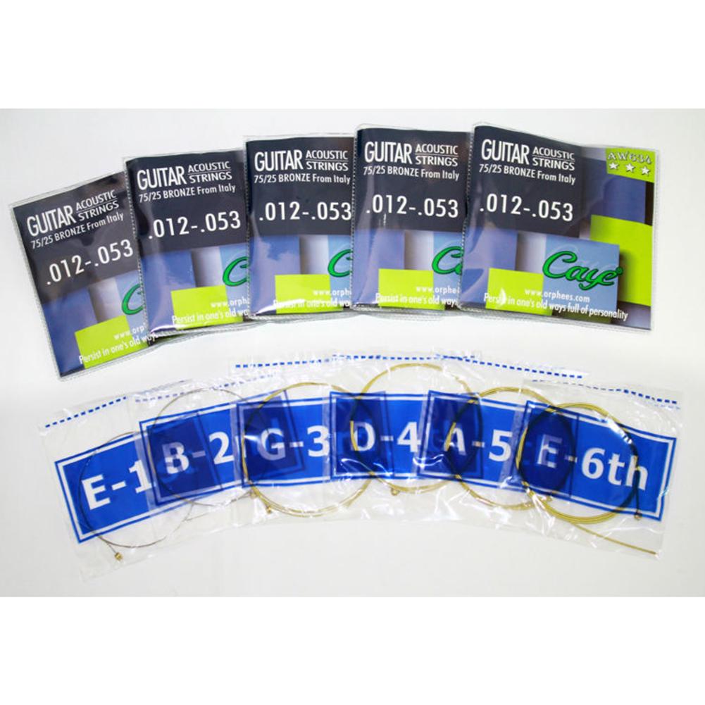 6pcs Acoustic Guitar Strings Hexagonal Alloy Core Folk Guitar Strings Set Musical Instruments Accessories