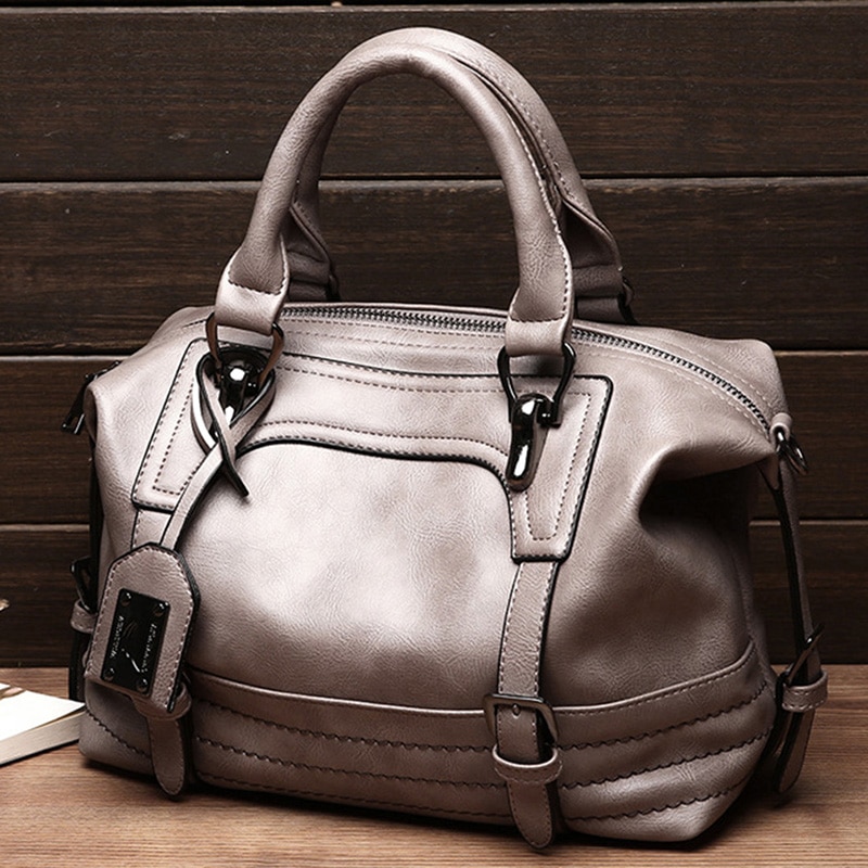 Women's PU Leather Handbag - Soft Cushion Tote - Single Shoulder Strap - Zipper Closure