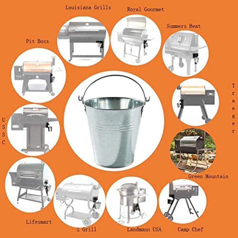 Drip Grease Bucket and 10-Pack Liners for Traeger 20/22/34 Series, Pit Boss etc Pellet Grill Smoker