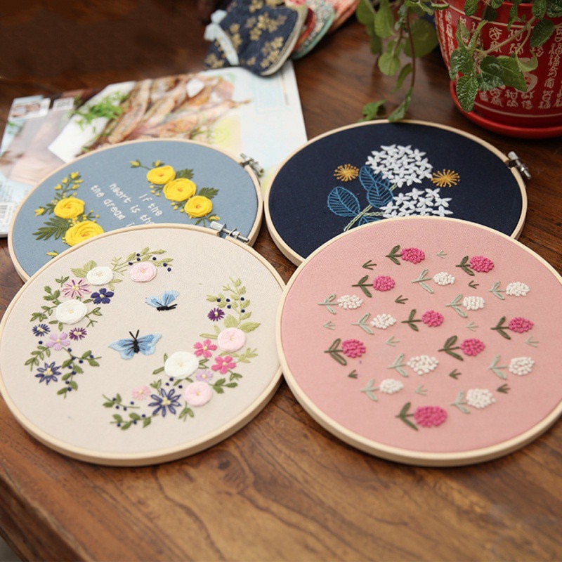 DIY Flower Embroidery for Beginner Needlework Practice Modern Flower Wall Painting Craft Art Sets For Home Decoration