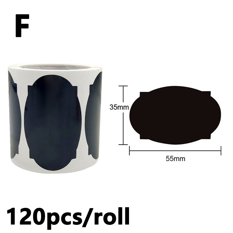 1 roll Waterproof Label Stickers A Variety of Styles Black Label Sealed Jar Storage Product Kitchen Sticker Blackboard Labels: F