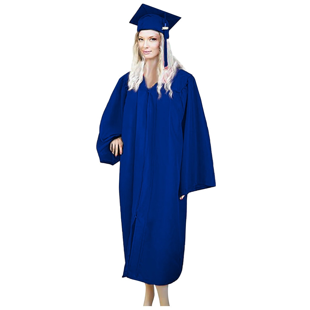 Vuxen ungkarl dräkter+hatt set universitetsexamen klänning student gymnasieuniformer klass team bära akademisk klänning #a3: Blå / Xl