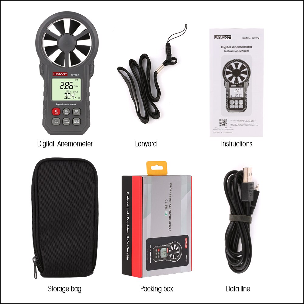 RZ Digital Anemometer Thermometer Humidity Meter Portable Wind Speed Meter With USB Bluetooth Anemometro Handheld Wind Meter