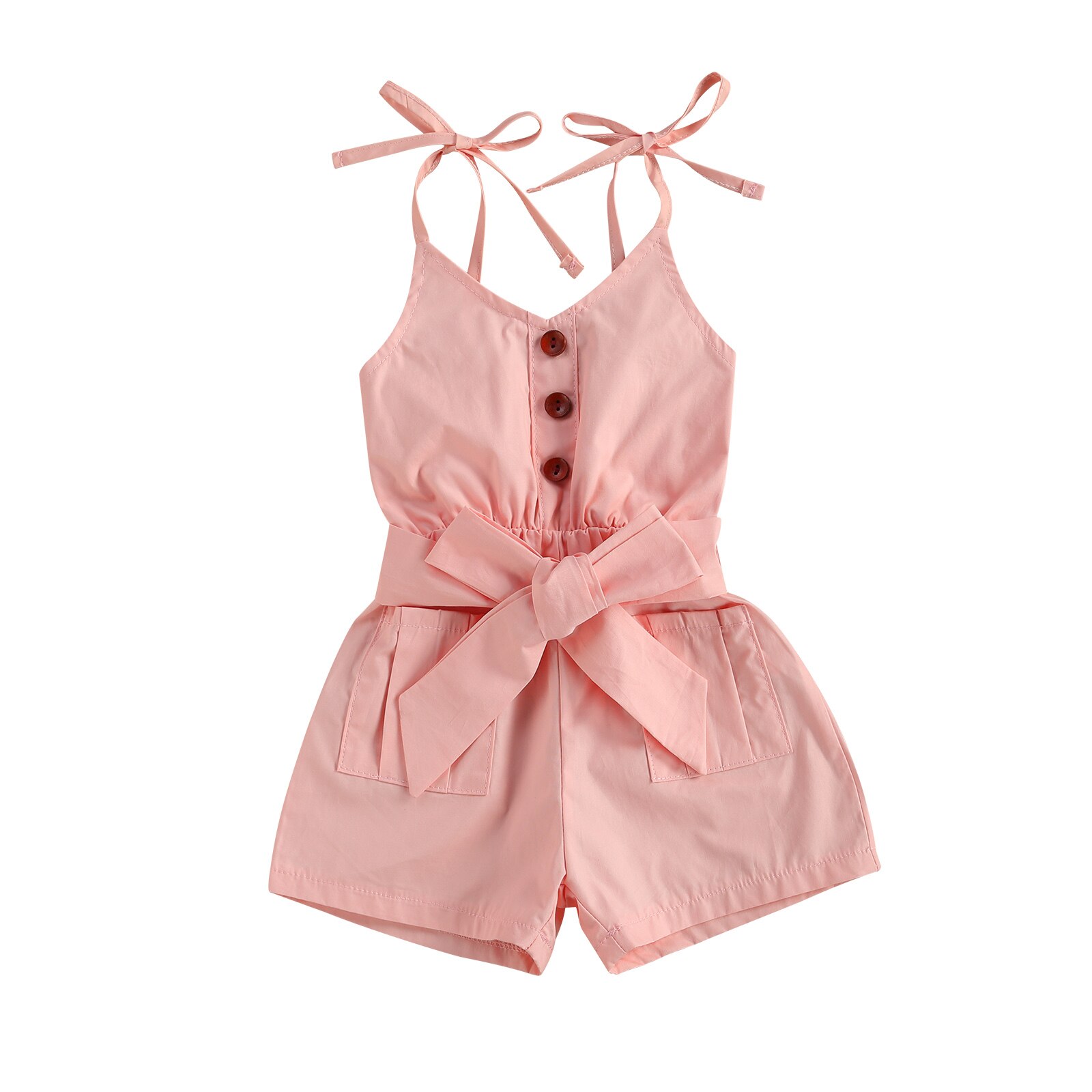 Kady Elastic Waist Spaghetti Sleeves Girls Jumpsuit