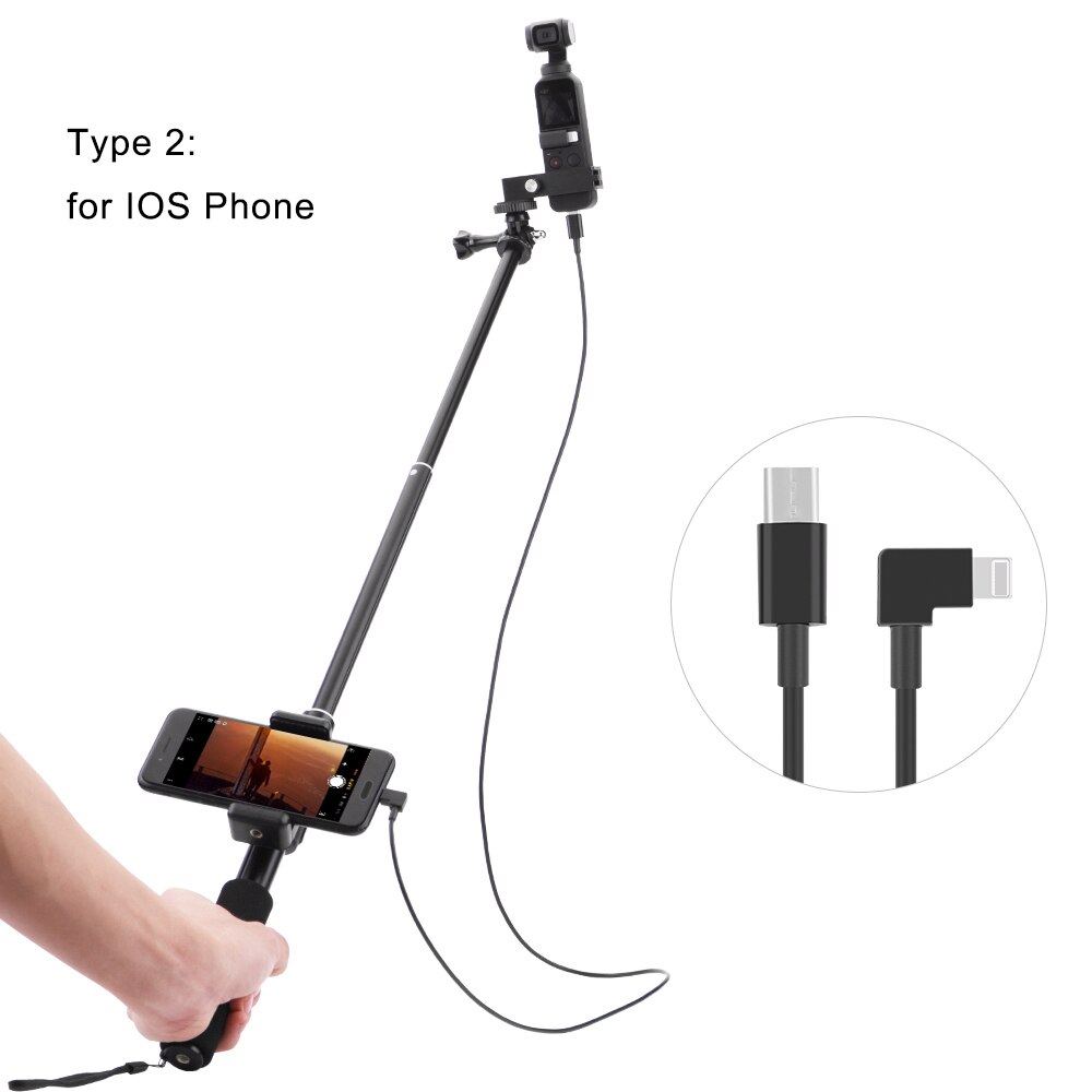 Perche à Selfie DJI OSMO Pocket/Pocket 2, support de téléphone à cardan portable, pince de câble pour accessoires de téléphone: Glod