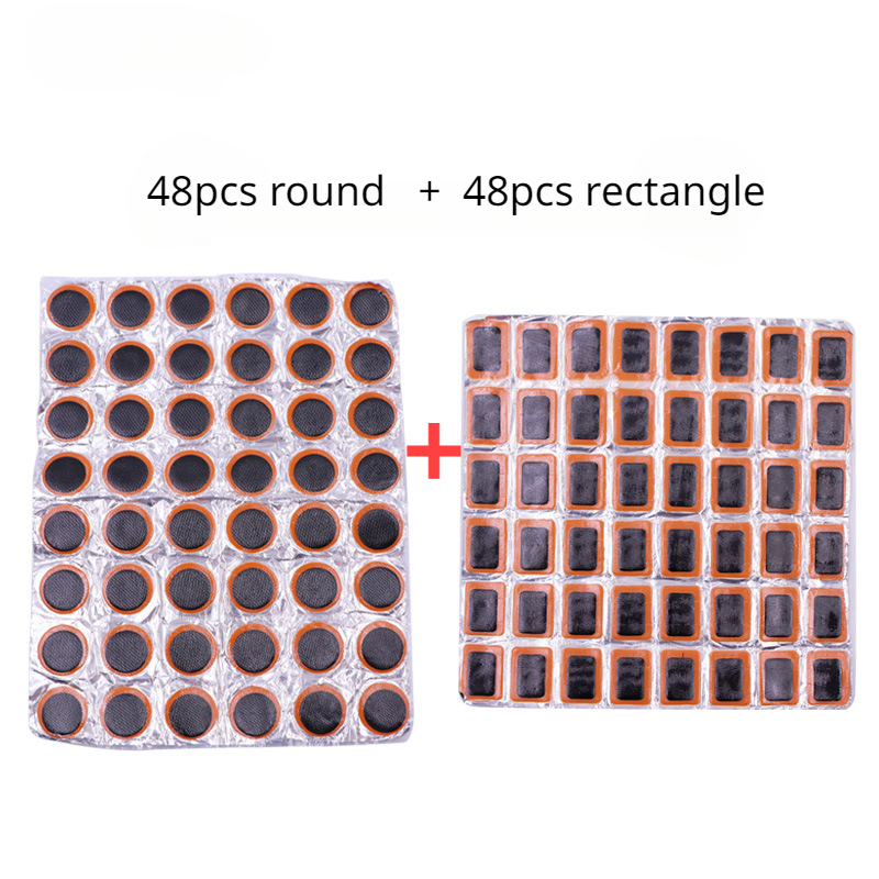 48 Stuks Rubber Punctie Patches Fietsband Band Buis Reparatie Patch Kit Geen Lijm Fiets Binnenband Bandenreparatie gereedschap: Bruin