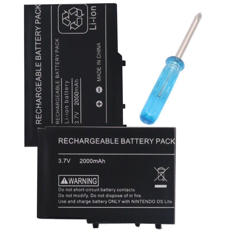 2pcsRechargeable Lithium-ion Battery for Nintendo DSL NDS Lite Pack With Mini Screwdriver Compatible withNintendo DS Lite NDSL