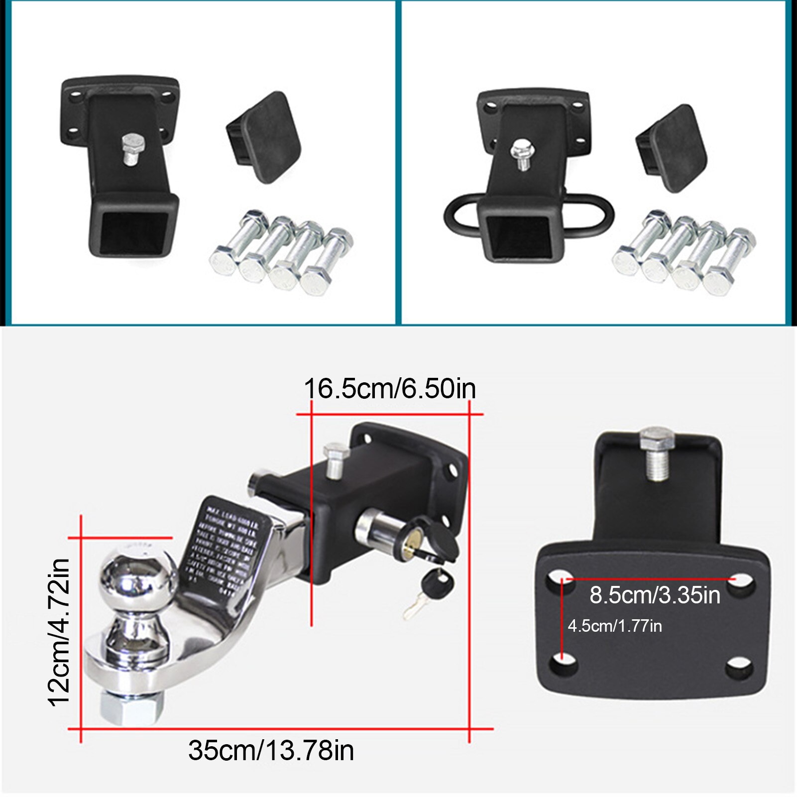 Gancho ajustable para remolque de coche, 2 pulgadas, accesorios modificados, antirrobo, montaje de bola de acero, enganche de guarda
