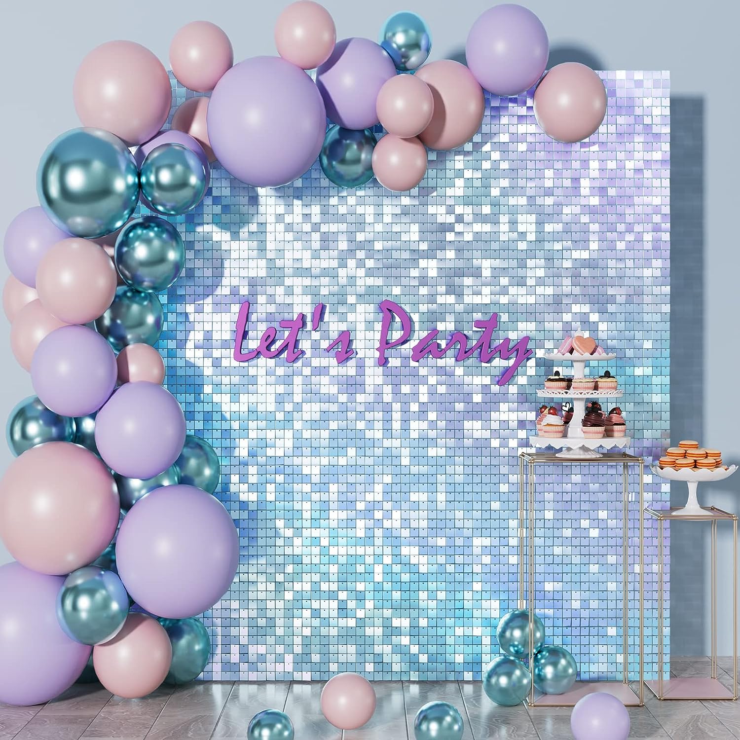 24 件/套 Shimmer Wall Backdrop Panels, 12 英寸/30.48cm Pc Sequin Backdrop Shimmer Wall Panels for Birthday Party Wedding: Blue