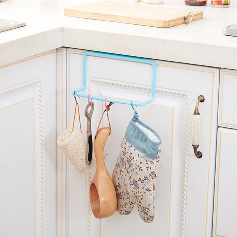 Cabinet Door Single-bar Towel Holder Plastic Non-marking Rack Towel Bar Multi-purpose Sundries Hanging Storage Finishing Rack
