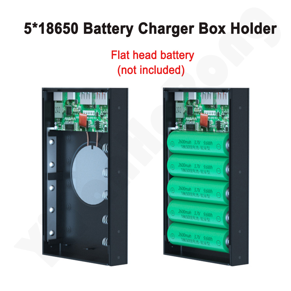 Quick Charge 5*18650 Power Bank Case 10W Wireless Charging USB Charger QC 3.0 PD DIY Shell 18650 battery Holder Charging Box