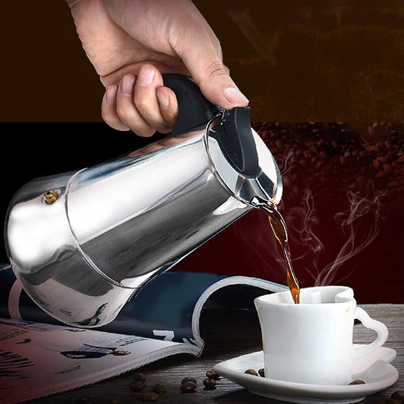 Espressomaskine moka pot, espressomaskine, espressomaskine i rustfrit stål til  (450ml), italiensk kaffemaskine espresso og kaffe