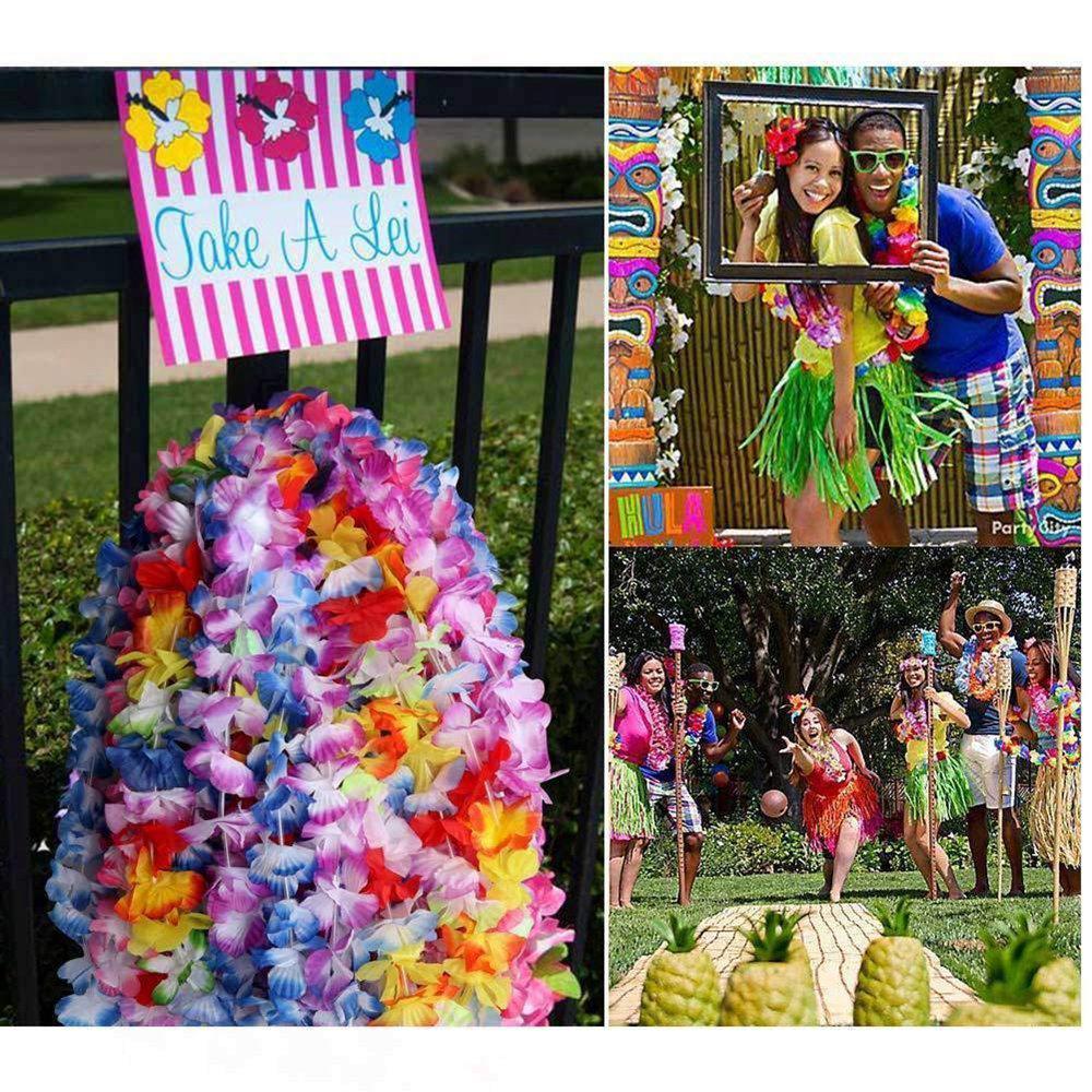 180 stk / parti hawaii fest leis tropisk blomst krans krans hawaiian halskæde torpil hawai blomster fest bryllup dekorationer