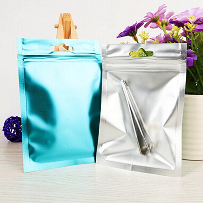 Folie Lebensmittel Packag Tasche Wärme Dichtung Aluminium Folie Ziplock Taschen Flache Paket Tasche Lebensmittel Klasse 9*15cm 4 farben: Blau