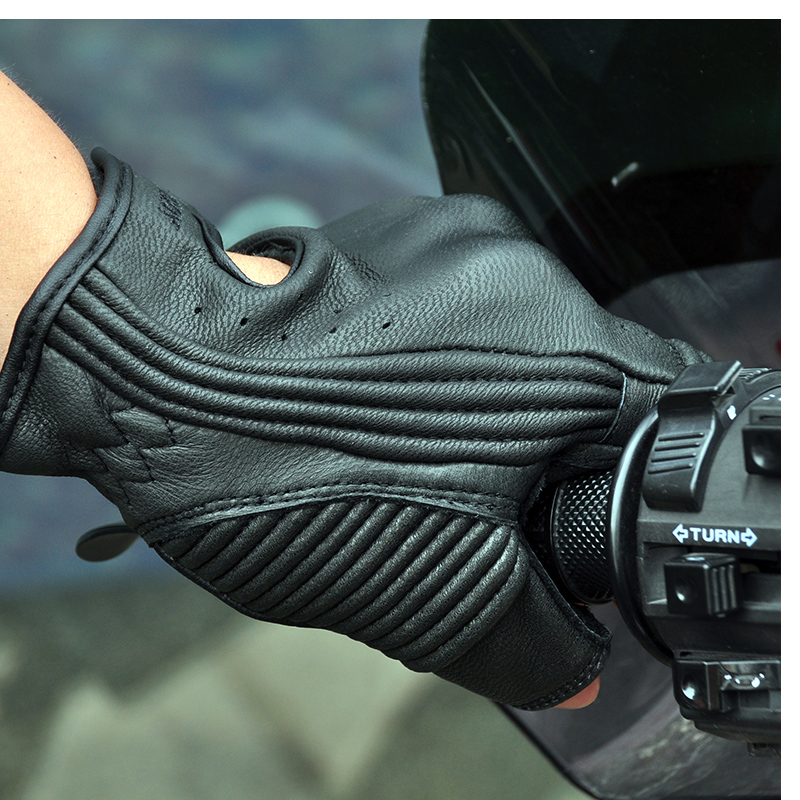 Guantes de cuero para MOTO y niño, guantes de medio dedo para motociclismo y motocross