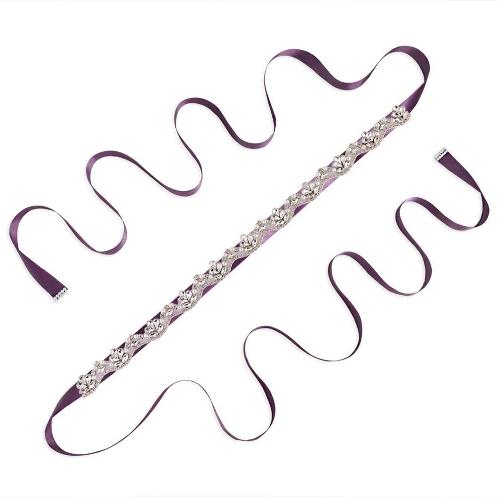 Perle brudekjole bælte juvel brude bælte rhinsten bryllup sash diamant brude tilbehør plus size rhinsten bælte scs 421: Lilla