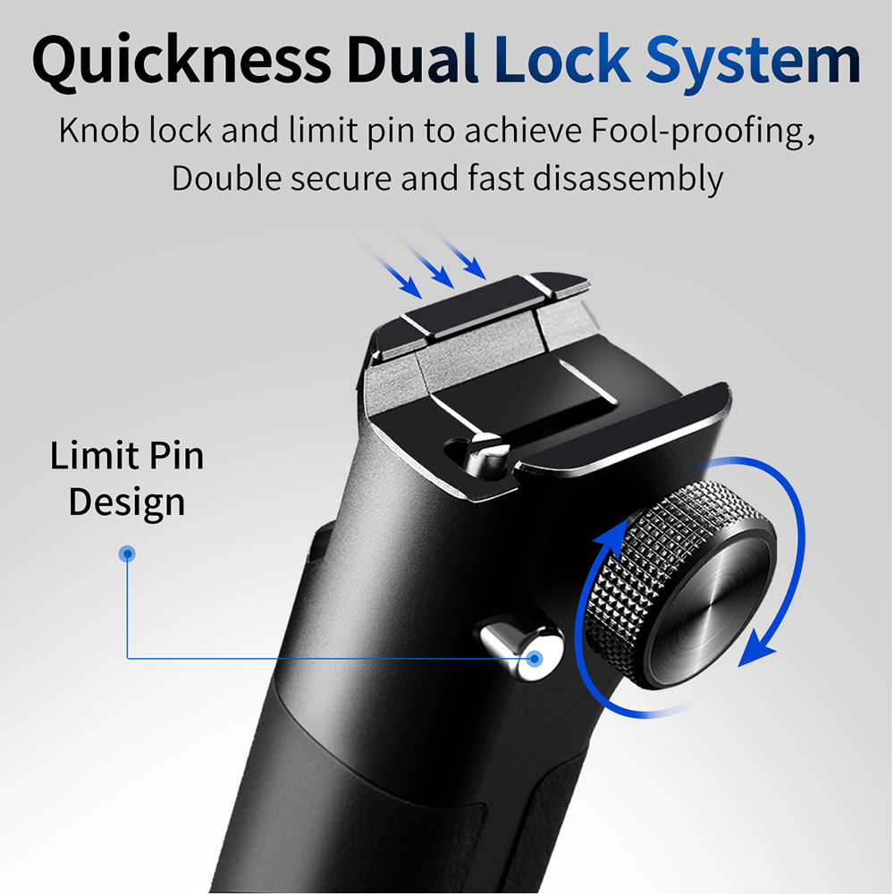 Gimbal Stabilizer Handle Hand Grip Extension Rod with Cold Shoe Mount 1/4" Screw Holes Aluminum Alloy for Zhiyun Weebill-S