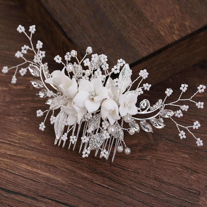 Tissage de perles en cristal, peignes de mariage, accessoires de cheveux pour mariée, serre-tête de fleur, bijoux d&#39;ornement de cheveux pour femmes