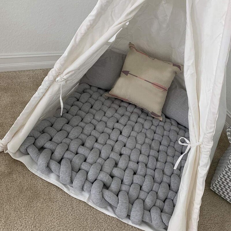 Tapis de couchage pour bébé space knot, tapis carré en coton doux, décoration de chambre d'enfant pour nourrissons, tout-petits et enfants, gris