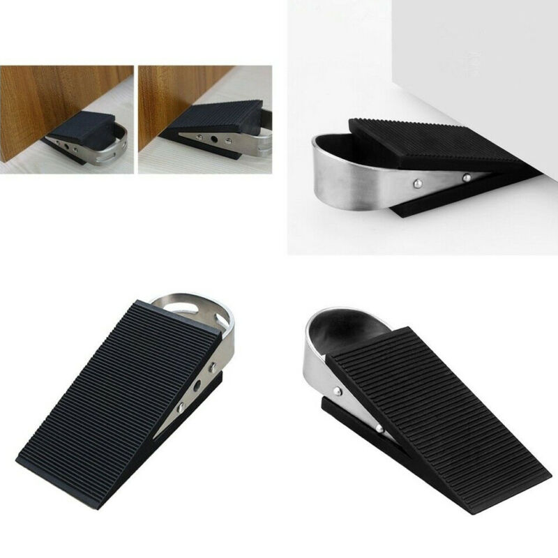 Large Stainless Steel Stoppy Rubber Door Stop Jam Door Wedge & Window Stopper Block Floor Carpet