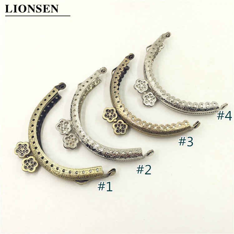 LIONSEN 8.5cm semi cirkel Pruim zilver brons Metal Purse Frame Handvat voor Clutch Bag Handtas Accessoires Maken Kus Sluiting lock