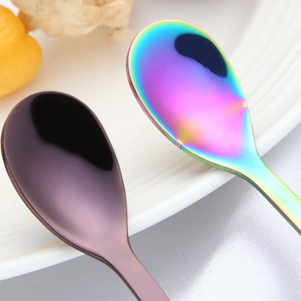 1PC Stainless Steel Rainbow Bear Spoons Hanging Cups Ice Cream Dessert Coffee Tea Spoon Tableware Kitchen Tool Flatware