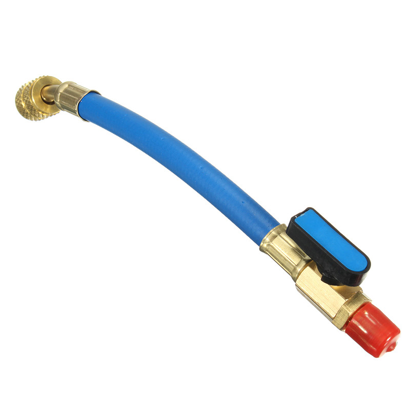 Juego de mangueras de manómetro de diagnóstico de coche, conjunto de herramientas de refrigeración, aire acondicionado, CA, 19cm, R134A, 800PSI: Blue