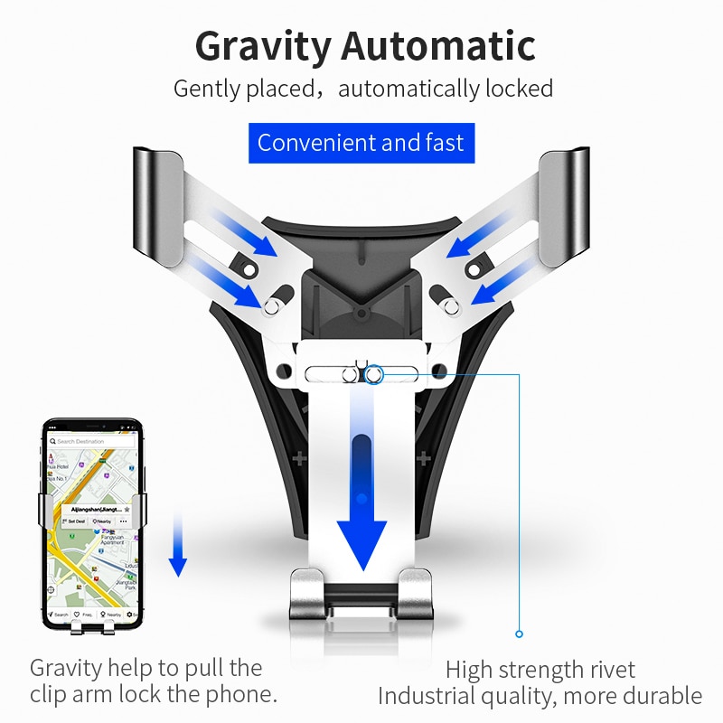 FLOVEME-Soporte de teléfono de gravedad para coche, soporte de ventilación de aire para teléfono móvil, soporte de teléfono móvil para coche, compatible con teléfono inteligente Voiture