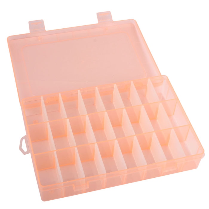 Boîte de rangement en plastique 24 compartiments réglables, boîtier de bijoux, boucles d'oreilles, fentes en plastique transparent, beaux bijoux, Nail Art strass