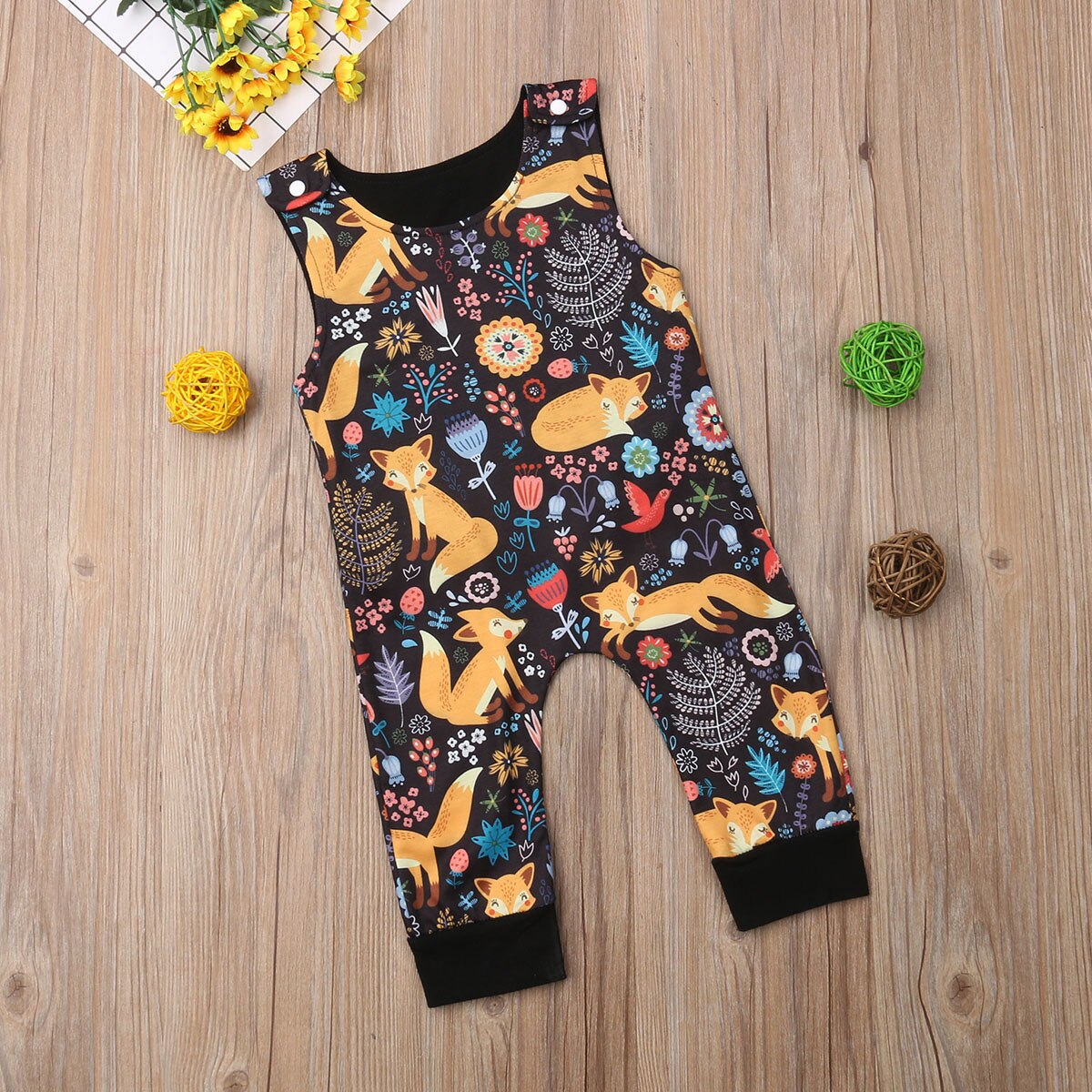 Cartoon Vos Pasgeboren Baby Baby Jongen Meisjes Rompertjes Mouwloze Baby Jumpsuit Playsuit