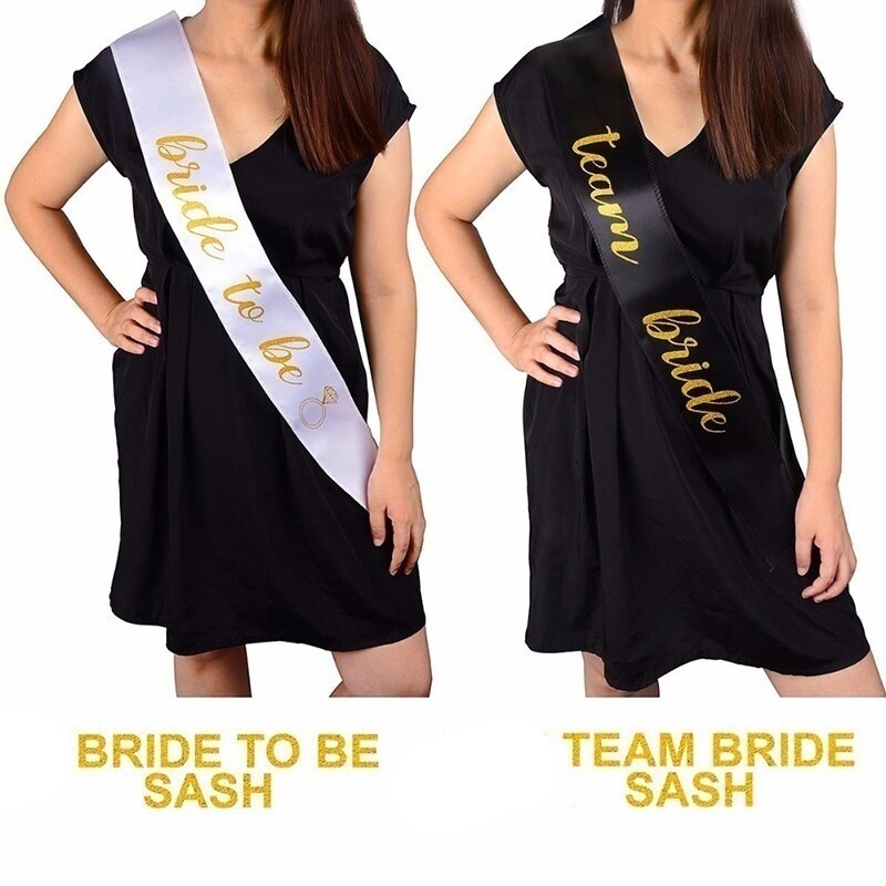 Rose Gold Bride To Be Black Team Bride Sash Bridesmaid Girls Sashes Wedding Bridal Shower Bachelorette Hen Party Decoration