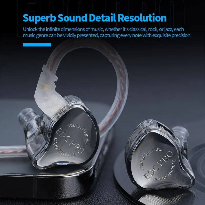 KZ EDC PRO HIFI 3,5 MM AUX bedrade oortelefoon Dynamische hoogwaardige monitor In-ear oordopjes Afneembare kabel Harman EDXPRO Lite