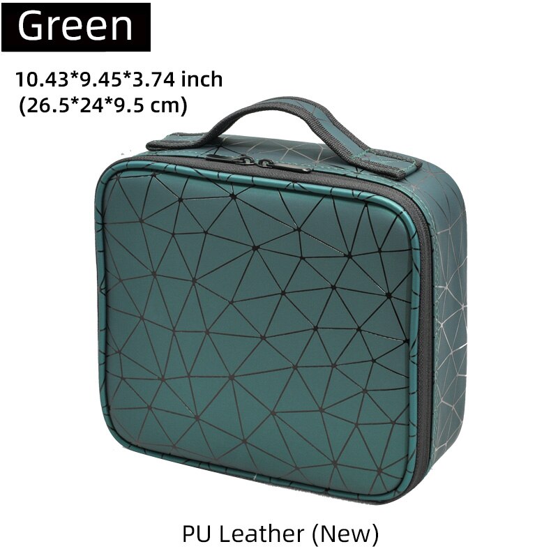 Vrouwen Make-Up Tas Reizen Grote Capaciteit Reizen Noodzakelijke Waterdichte Cosmetische Case: PU Green