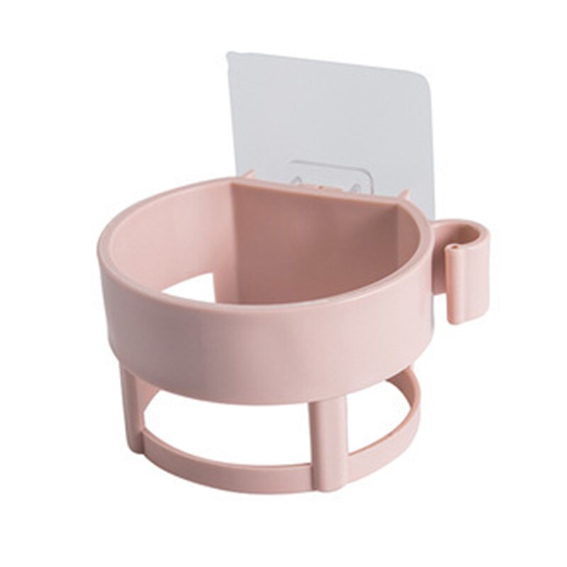 Soporte para secador de pelo en espiral autoadhesivo, sin clavos, estante para secador de pelo resistente para baño, organizador de soplador, estantes para secador de pelo montados en la pared: Pink