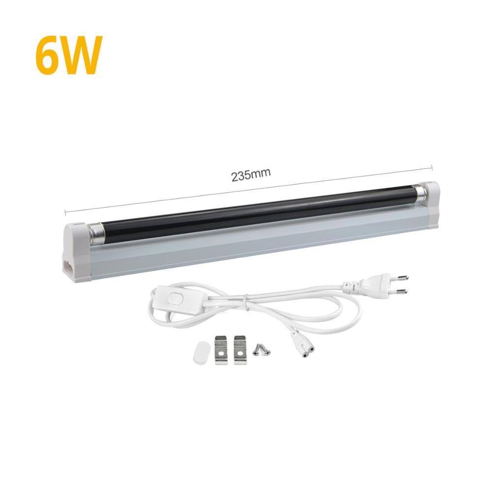 Blacklight blå uv lyspære 110v 220v t5 tube bar lys uv ultrafiolett fluorescerende cfl lys julefest scene fiolett lampe: 6w med plugg / 110v