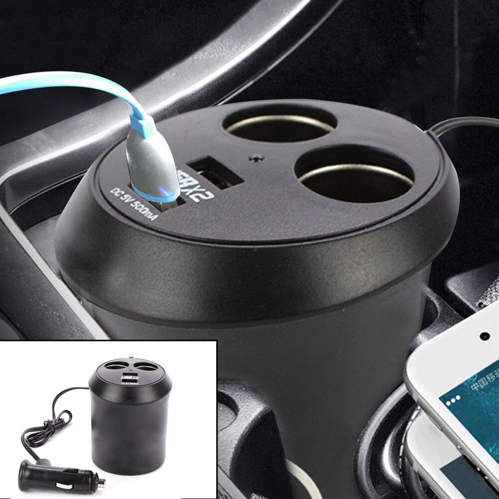 Aansteker Lading Indicator 2 Weg Auto Dual Usb Universele Socket Oplader Adapter Mini Multi Splitter