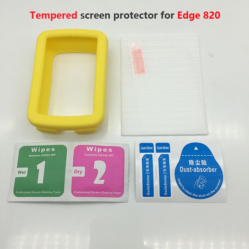 Gel Edge 820 – boîtier de protection en caoutchouc pour vélo, GPS, ordinateur, avec Film de protection d&#39;écran, pour Garmin Edge 820: Yellow Tempered