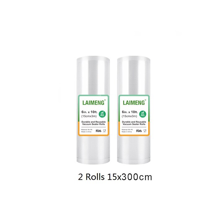 Laimeng vakuumförslutningspåsar för vakuumförpackare sous vide-påsar 2 rullar vakuumförpackningsförpackningar matpåse för matförvaring  r131: 2r 15-300cm