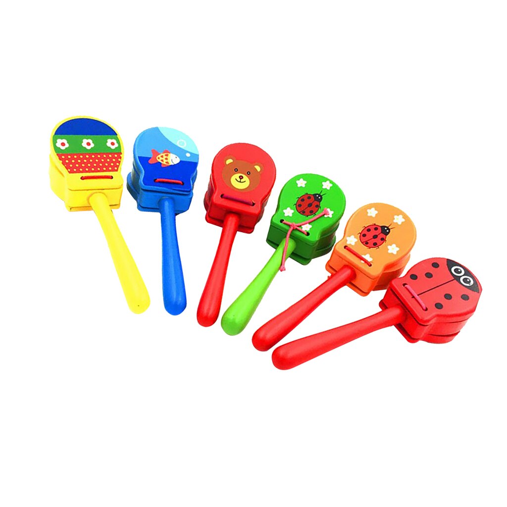 Wooden Long Handled Castanet/Clapper/Clacker Toys Suitable Kids Early Music