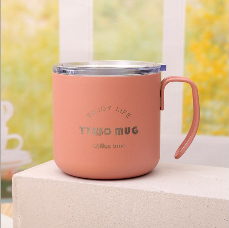 Favourite TYESO 304 Stainless Steel Vacuum Coffee Cup With Lid Office Portable Milk Drink Water Tea Metal Travel Mug Taza: Pink