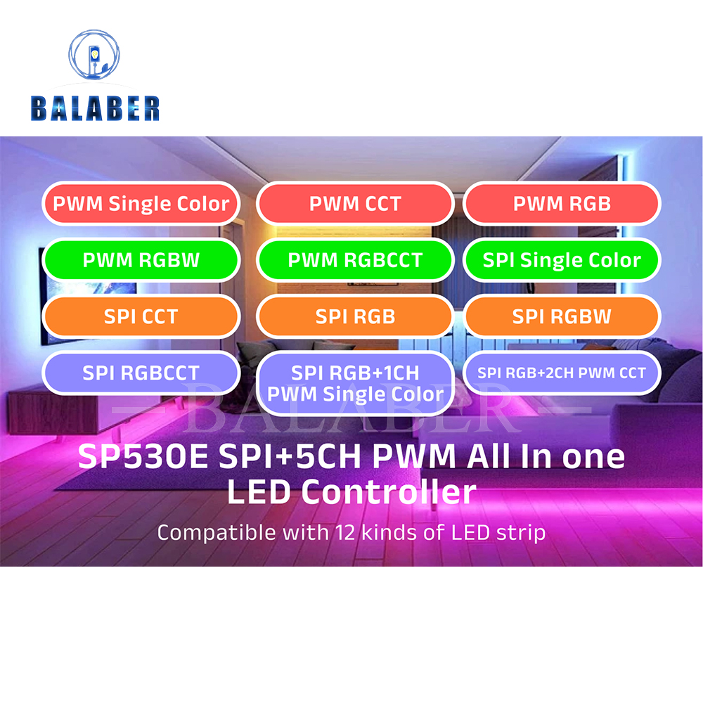 SP530E SP630E WiFi Alexa Bluetooth LED Controller Ondersteuning PWM Monochroom CCT RGB RGBW RGBCCT of SPI TTL IC Chip LED Strip/Matrix