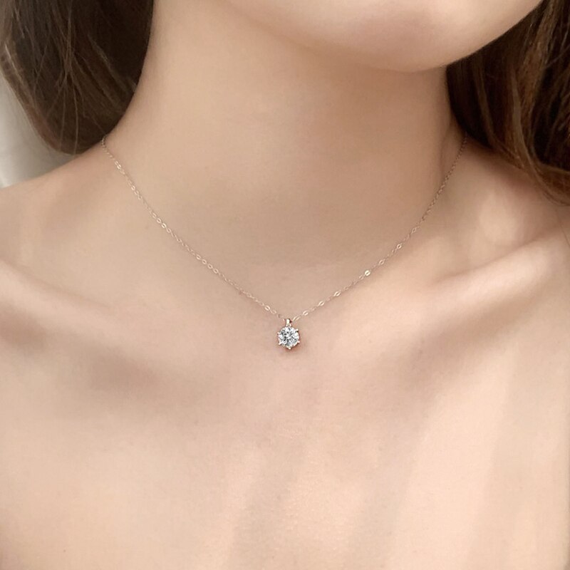 Colgante de diamante de moissanita para mujer, collares de plata de ley 925 para mujer, de boda, joyería de plata con certificación