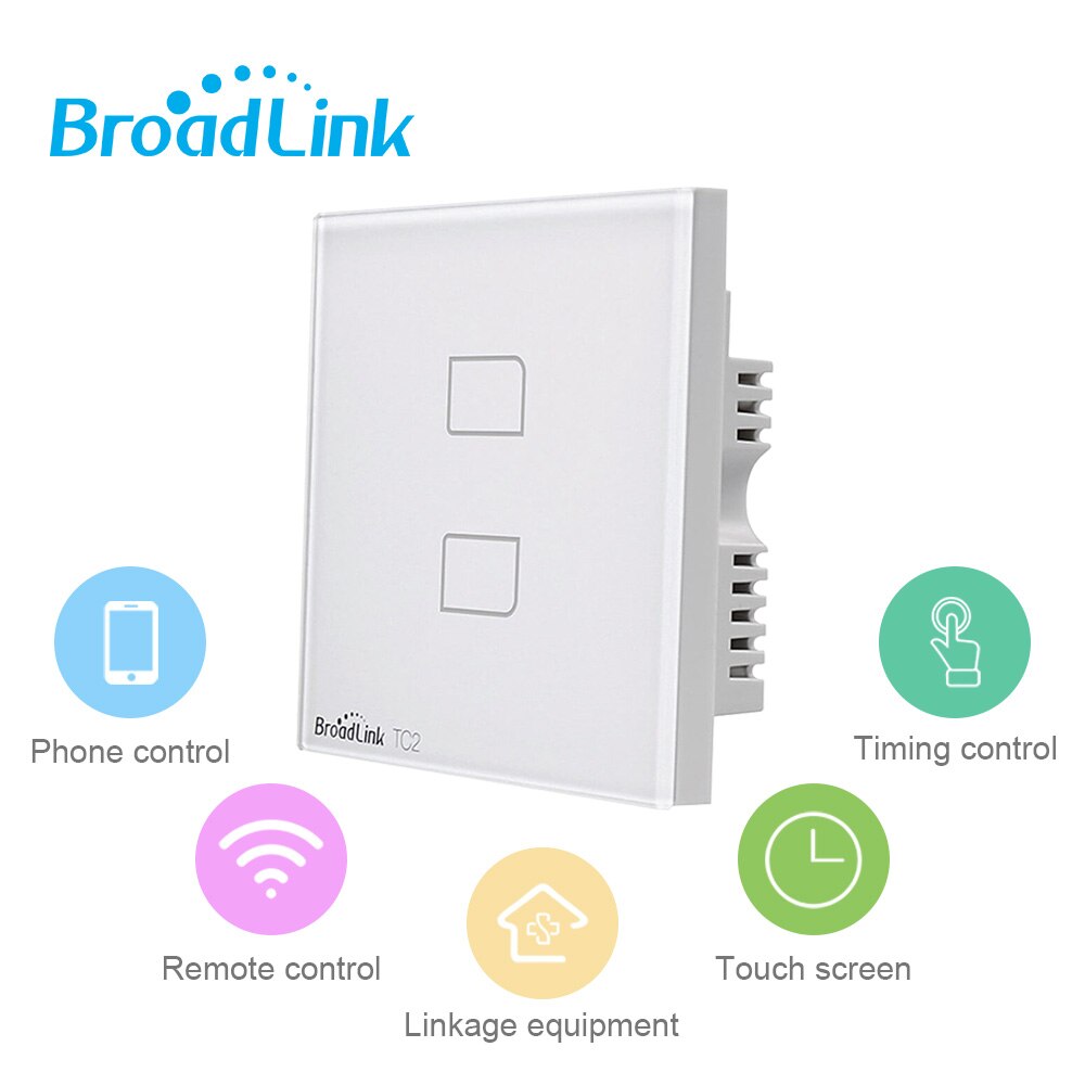 Broadlink TC2 1/2/3 Gang-UK Standard Light Switch Modern White Touch Panel Wifi Wireless Smart Control Via RM4 Pro