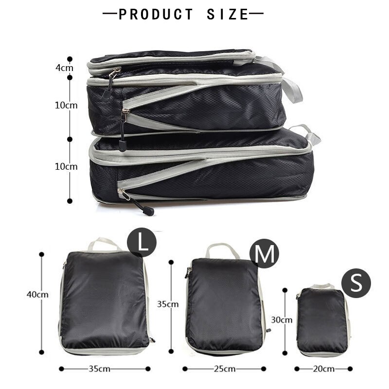 Bolsa de viaje de compresión con doble cremallera, bolsa de viaje para hombre y mujer, bolsa de nailon plegable de gran capacidad