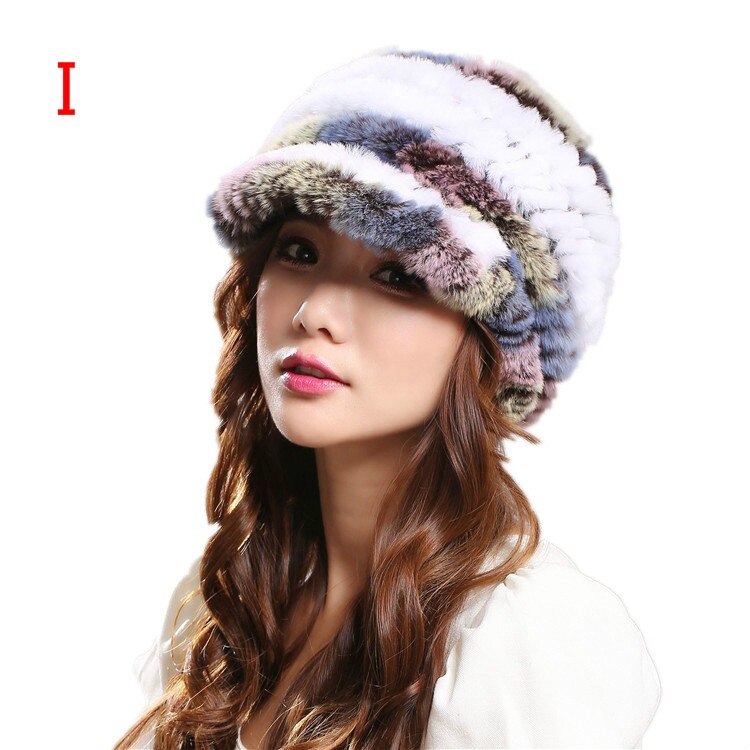Kaninpels strikket hue vinter kvinders tyk varm andetunge uldhat: Jeg