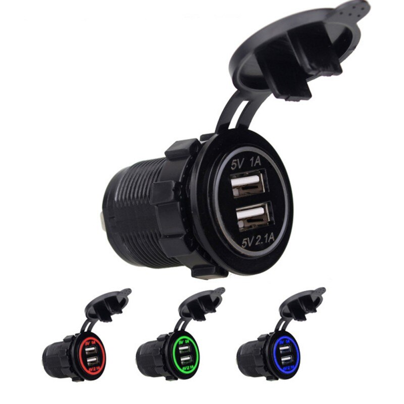 Motorfiets Usb Charger Modificatie Waterdicht Dual USB Enkele LED 12 V-24 V 3.1A Socket Mount Oplader Voor Auto truck RV Boot