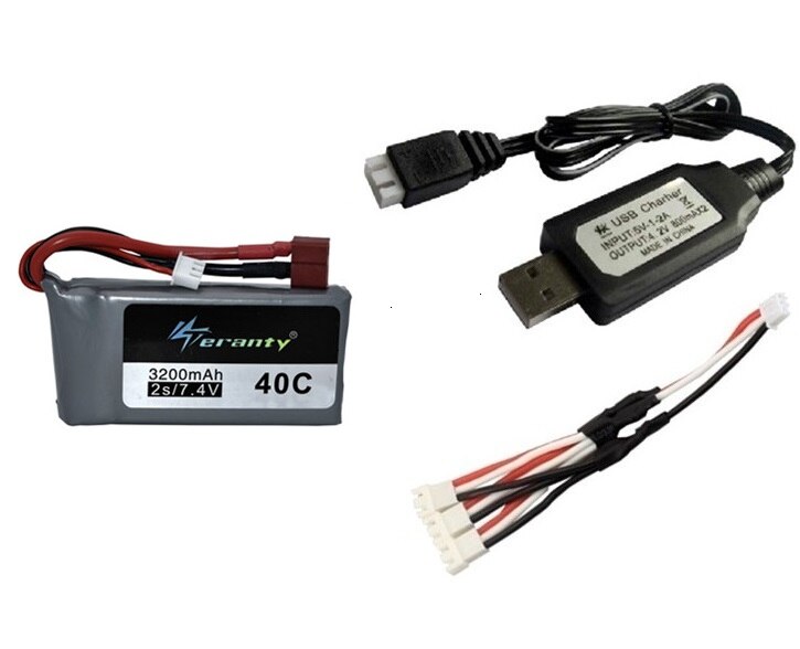 7.4v 3200mah Lipo batterie pour Wltoys 12428 12423 RC quatre roues RC véhicule voiture 1500mAH 7.4v batterie Feiyue 03 Q39 RC partie chargeur: Vert clair