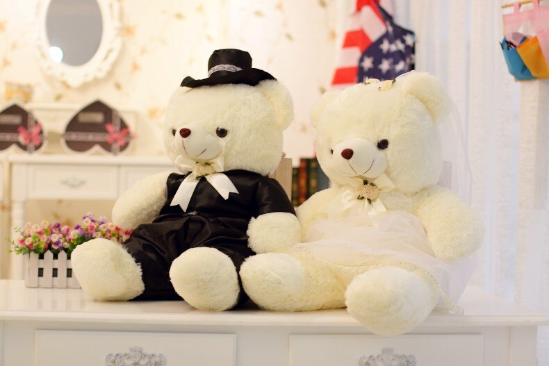 Ours en peluche pour couple, 2/20/40cm, poupée, de mariage, pour mariée et marié, de noël pour femmes et filles